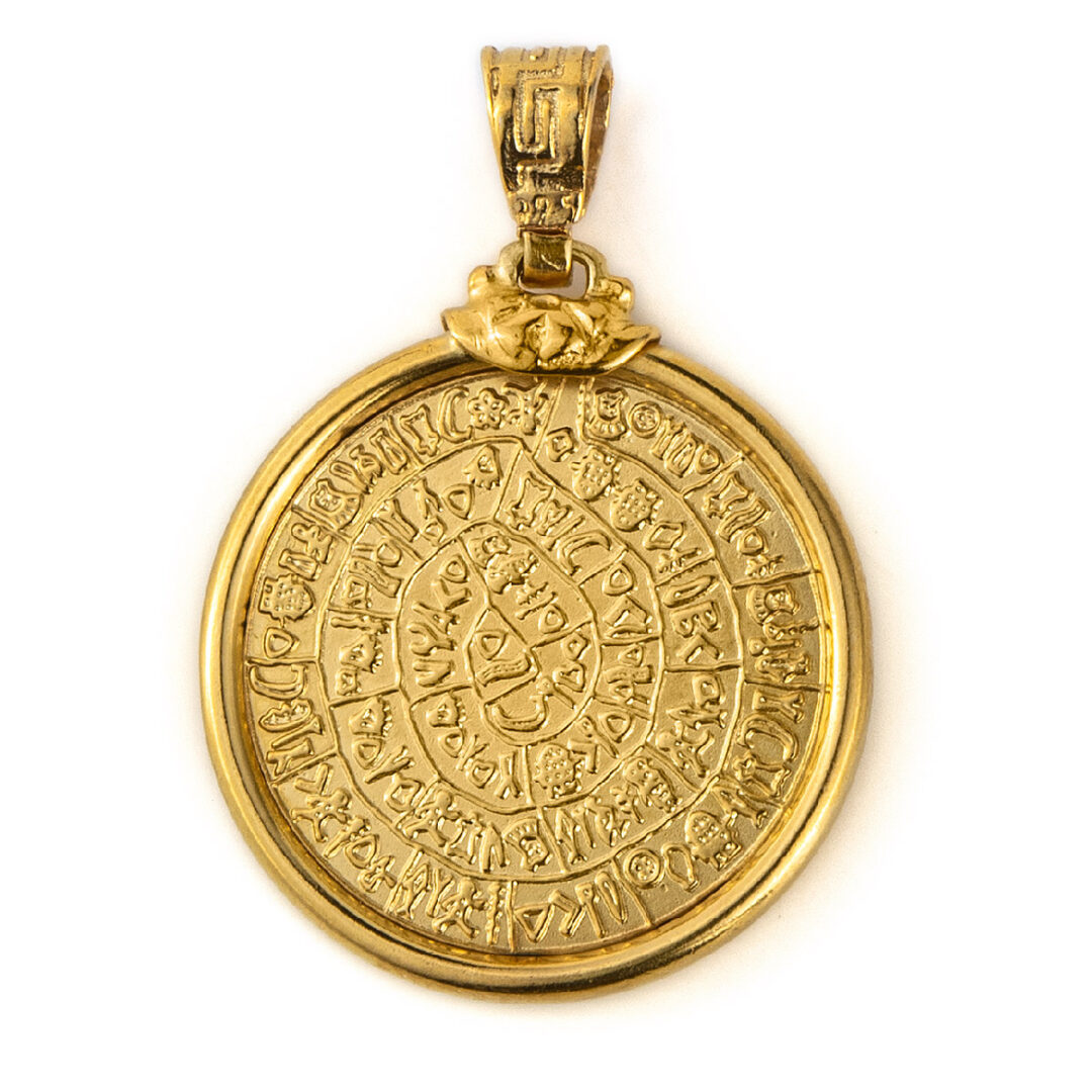 Gold Plated Minoan Phaistos Disc Pendant