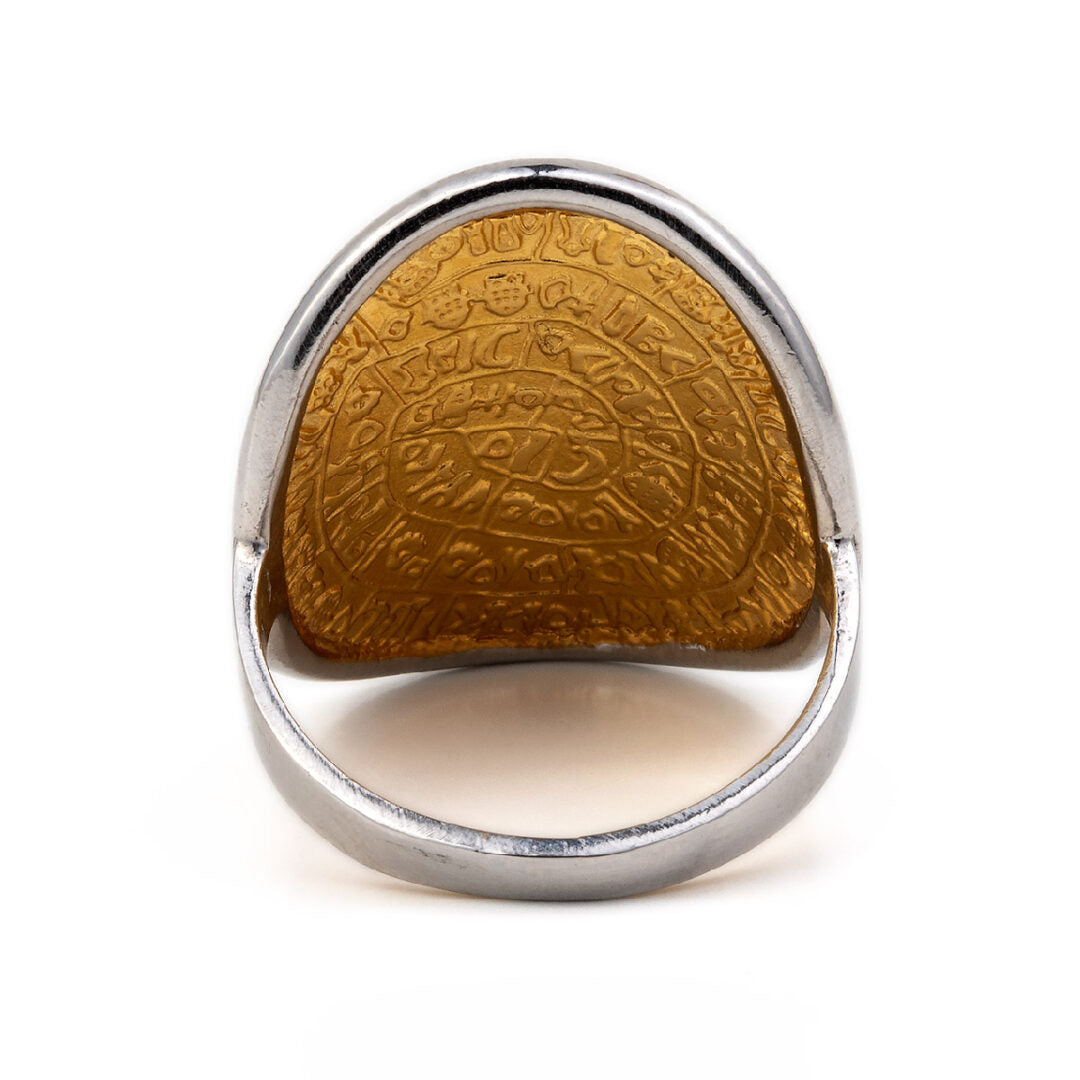 Phaistos Disk Ring - Sterling Silver and Gold Plated