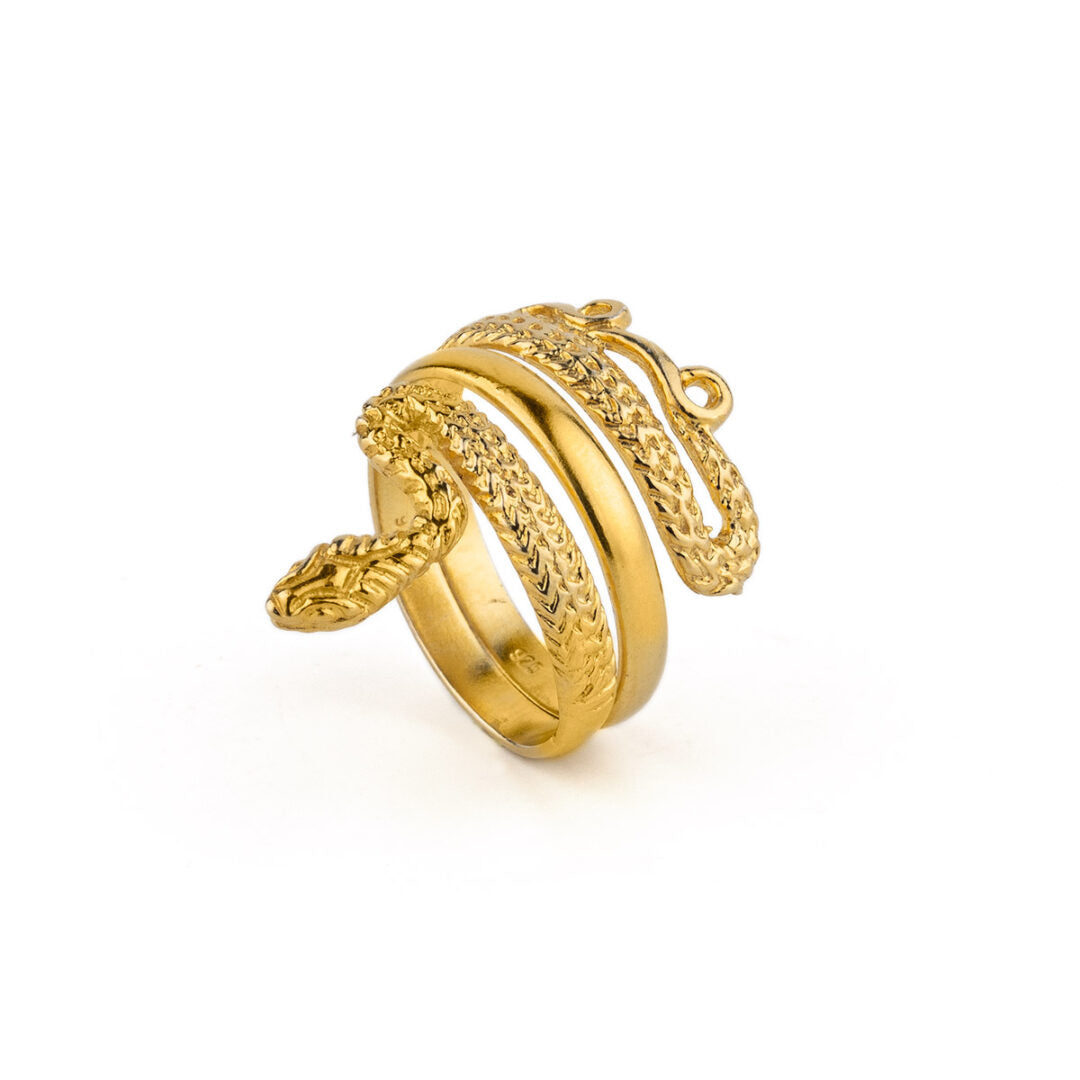 Snake Ring - 925 Sterling Silver and Gold Plated