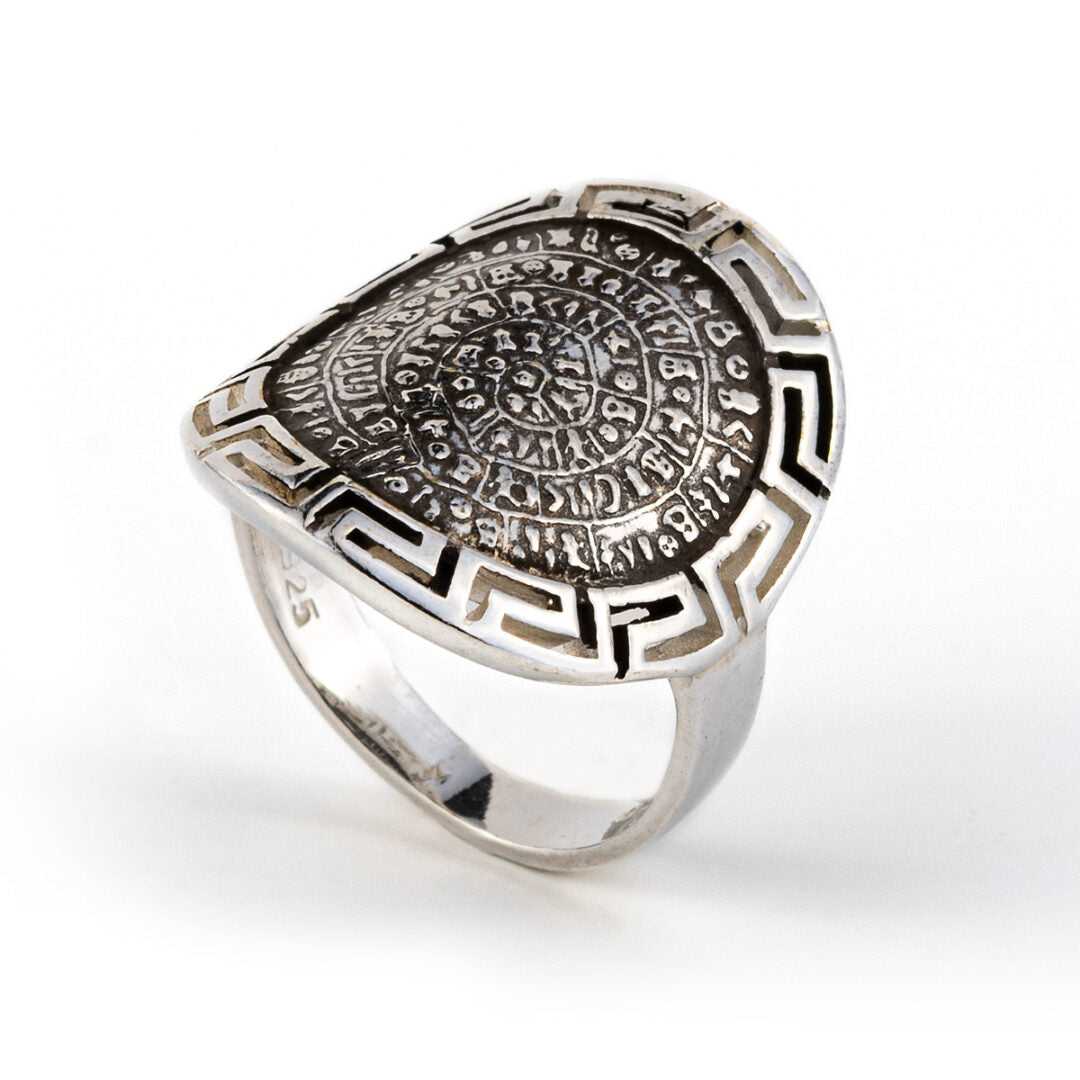 Phaistos Disc Meander Ring - 925 Sterling Silver