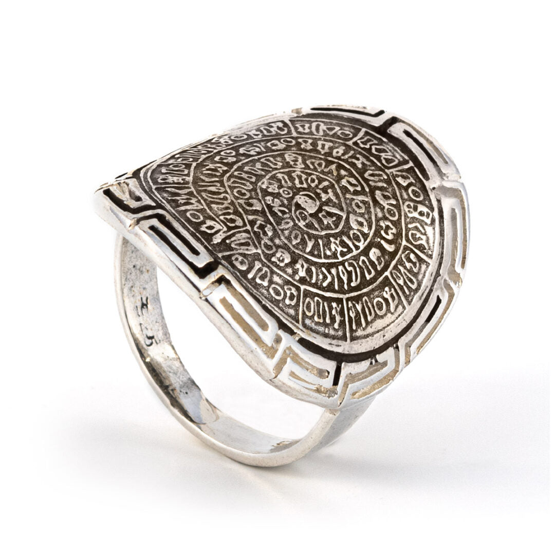 Phaistos Disc Meander Ring - 925 Sterling Silver
