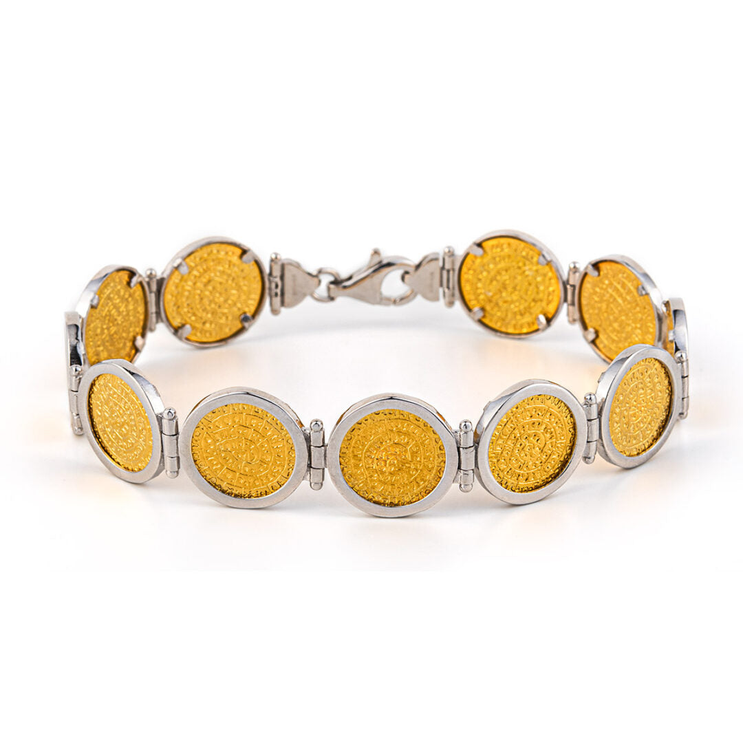 Phaistos Disc Link Bracelet in 925 Sterling Silver