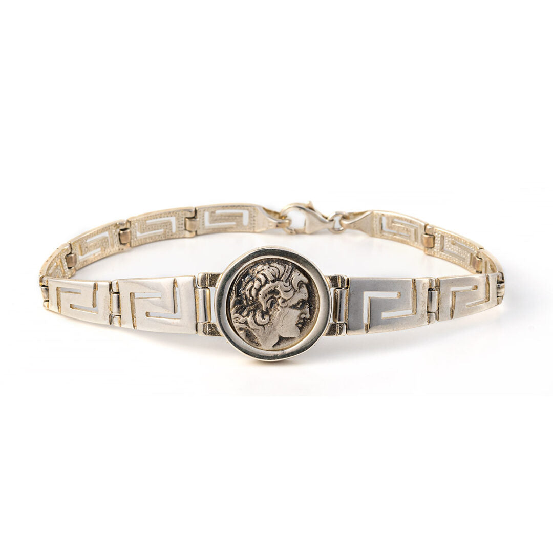 Alexander The Great Coin Bracelet - 925 Sterling Silver