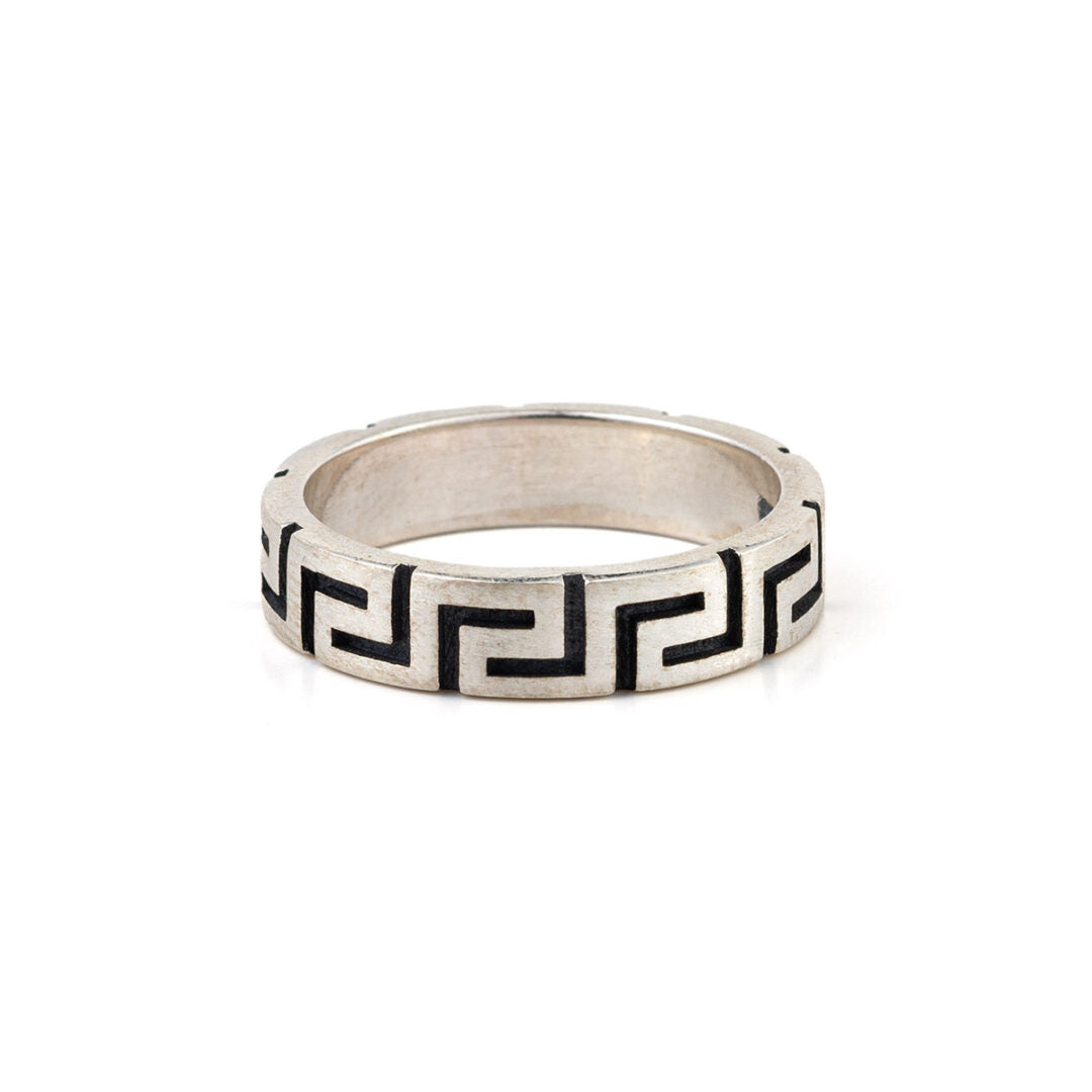 Sterling Silver Greek Key Meander Ring