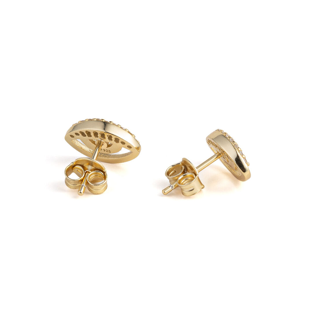 Tiny Eye Stud Earrings - 925 Sterling Silver and Gold Plated