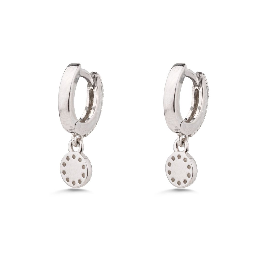 Evil Eye Charm Hoop Earrings in 925 Sterling Silver with Zircon