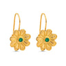 Byzantine Flower Earrings in 925 Sterling Silver Gold-Plated with Zircon — Green
