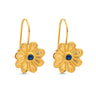 Byzantine Flower Earrings in 925 Sterling Silver Gold-Plated with Zircon — Blue