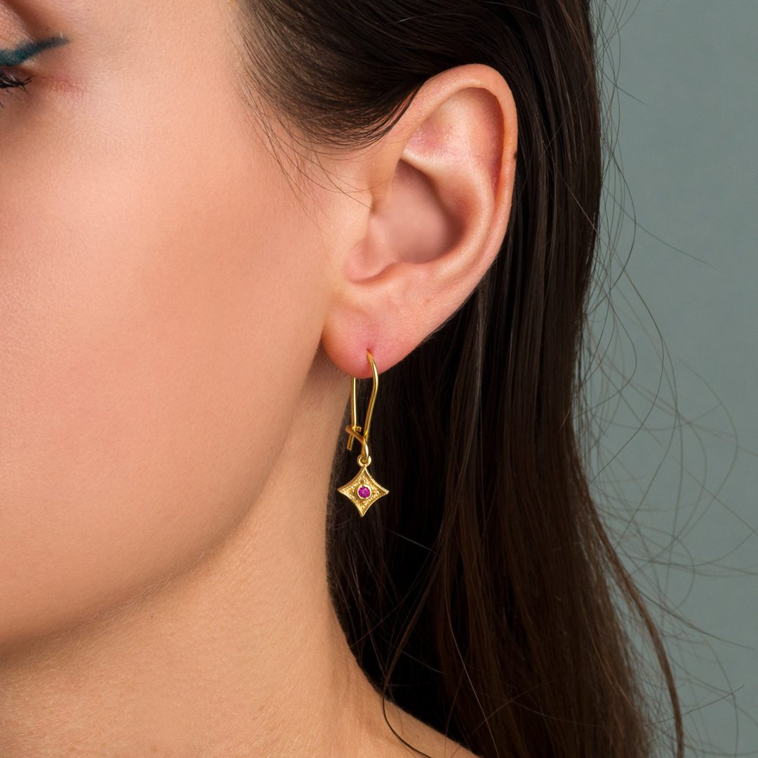Byzantine Star Earrings with Zircon — Blue