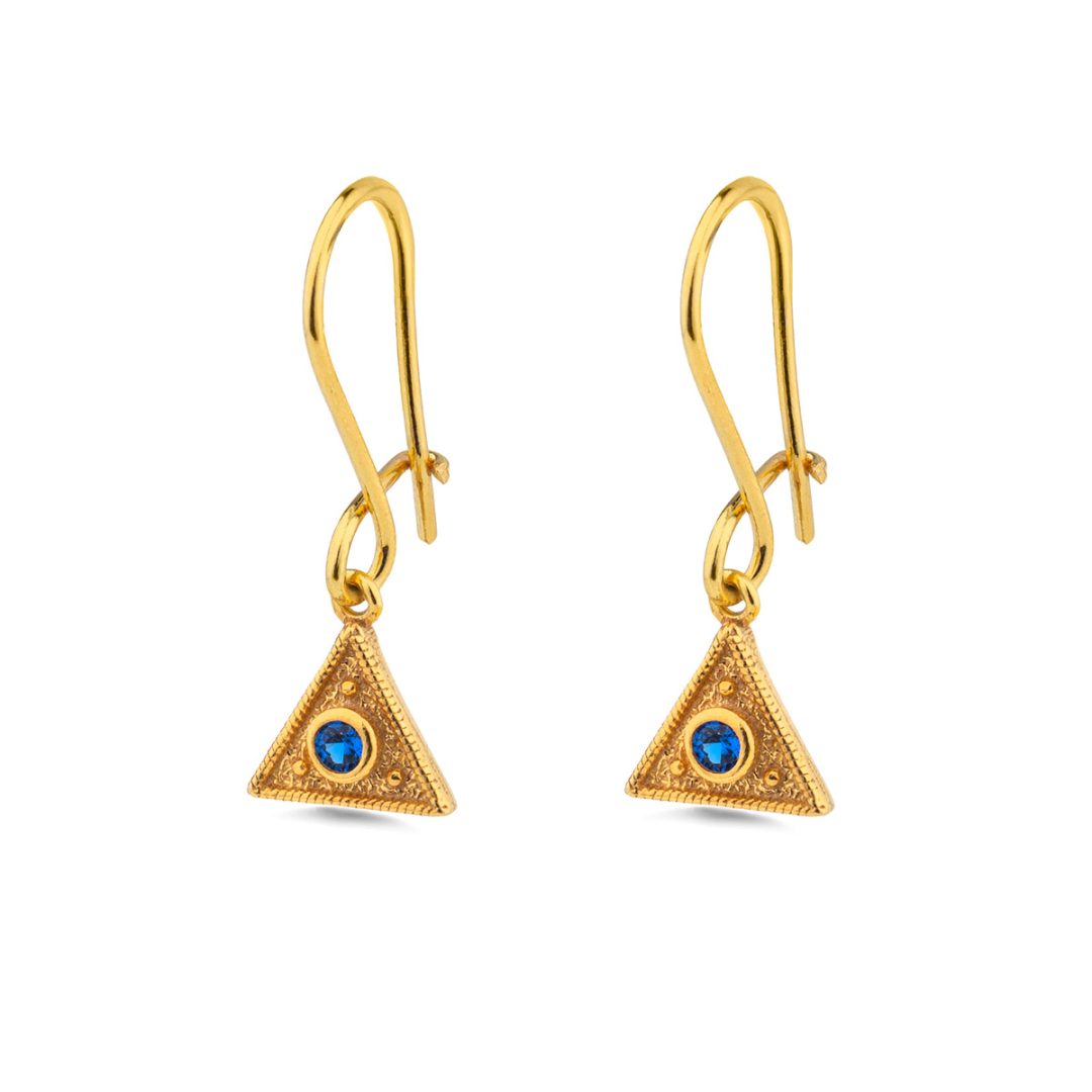 Byzantine Triangle Drop Earrings with Zircon