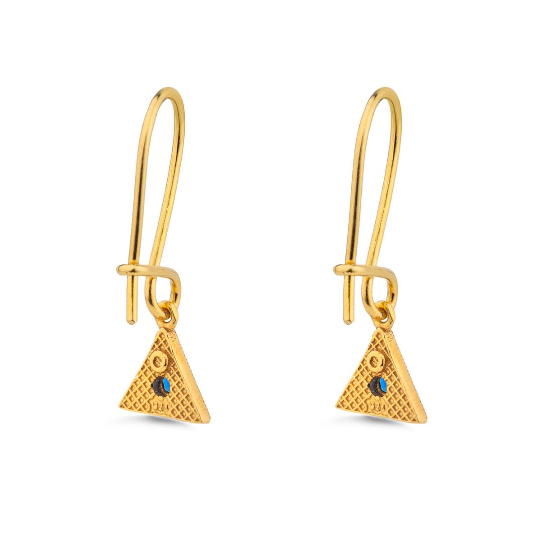 Byzantine Triangle Drop Earrings with Zircon — Green