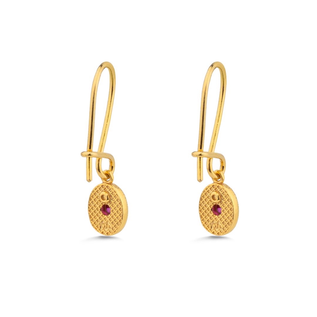 Byzantine Oval Earrings with Zircon — Blue