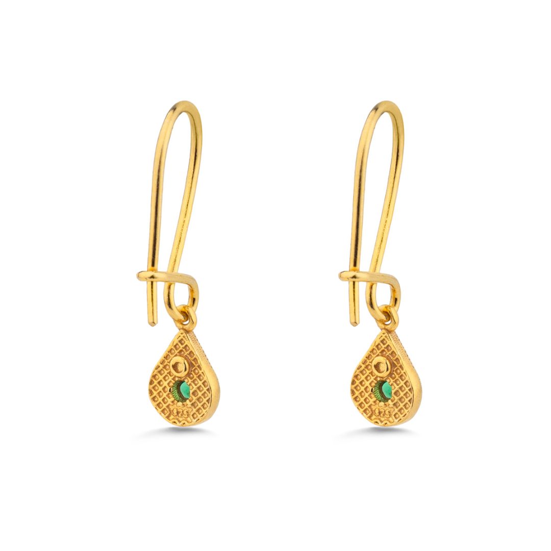 Byzantine Tear Drop Earrings with Zircon — Red