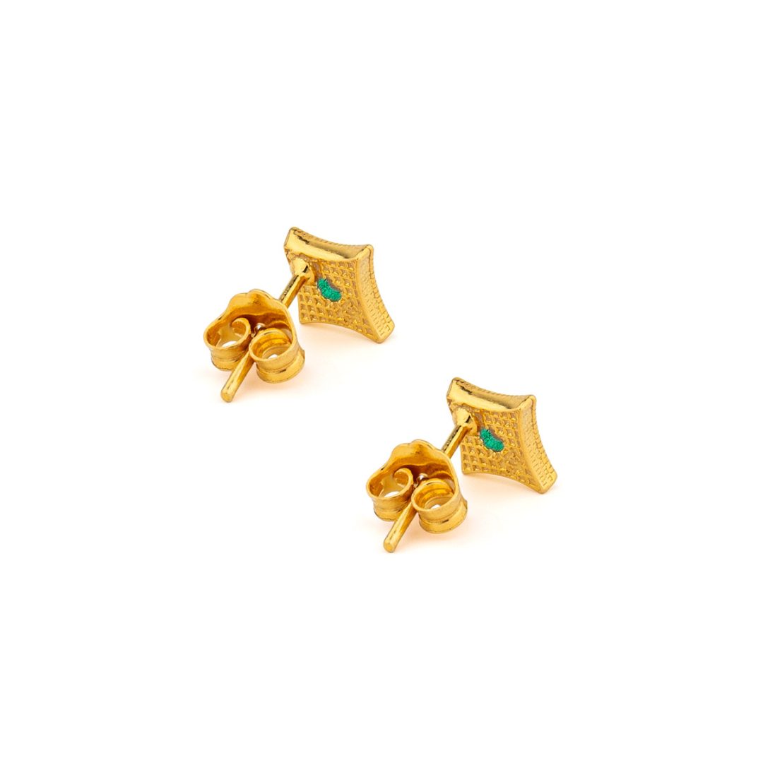 Byzantine Mini Star Stud Earrings with Zircon — Red