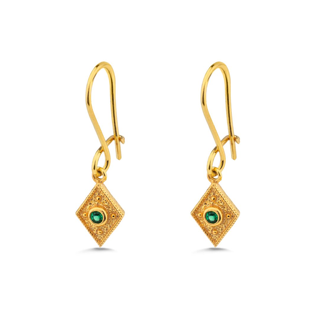 Byzantine Rhombus Earrings with Zircon
