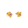 Byzantine Mini Rhombus Earrings with Zircon — Red
