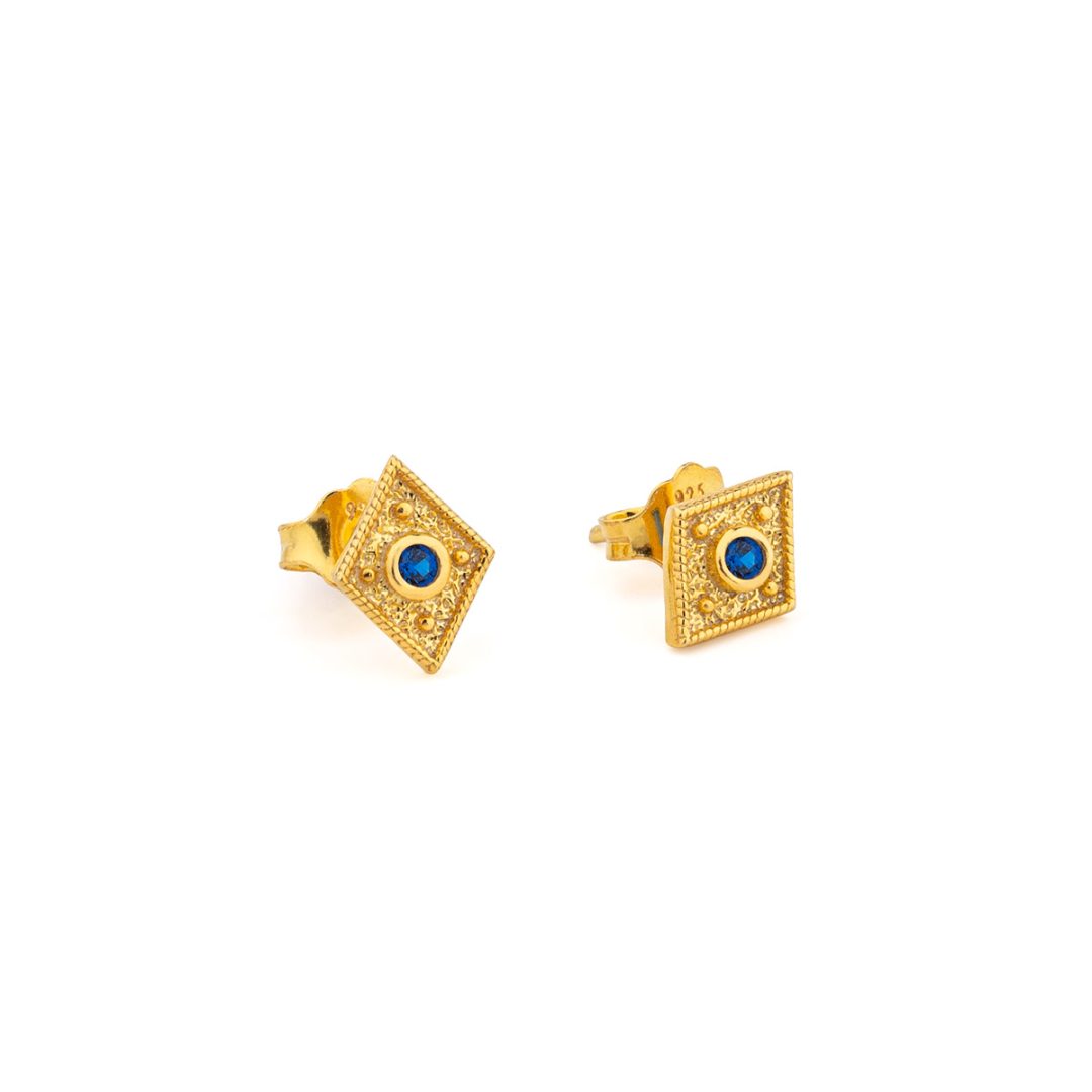 Byzantine Mini Rhombus Earrings with Zircon