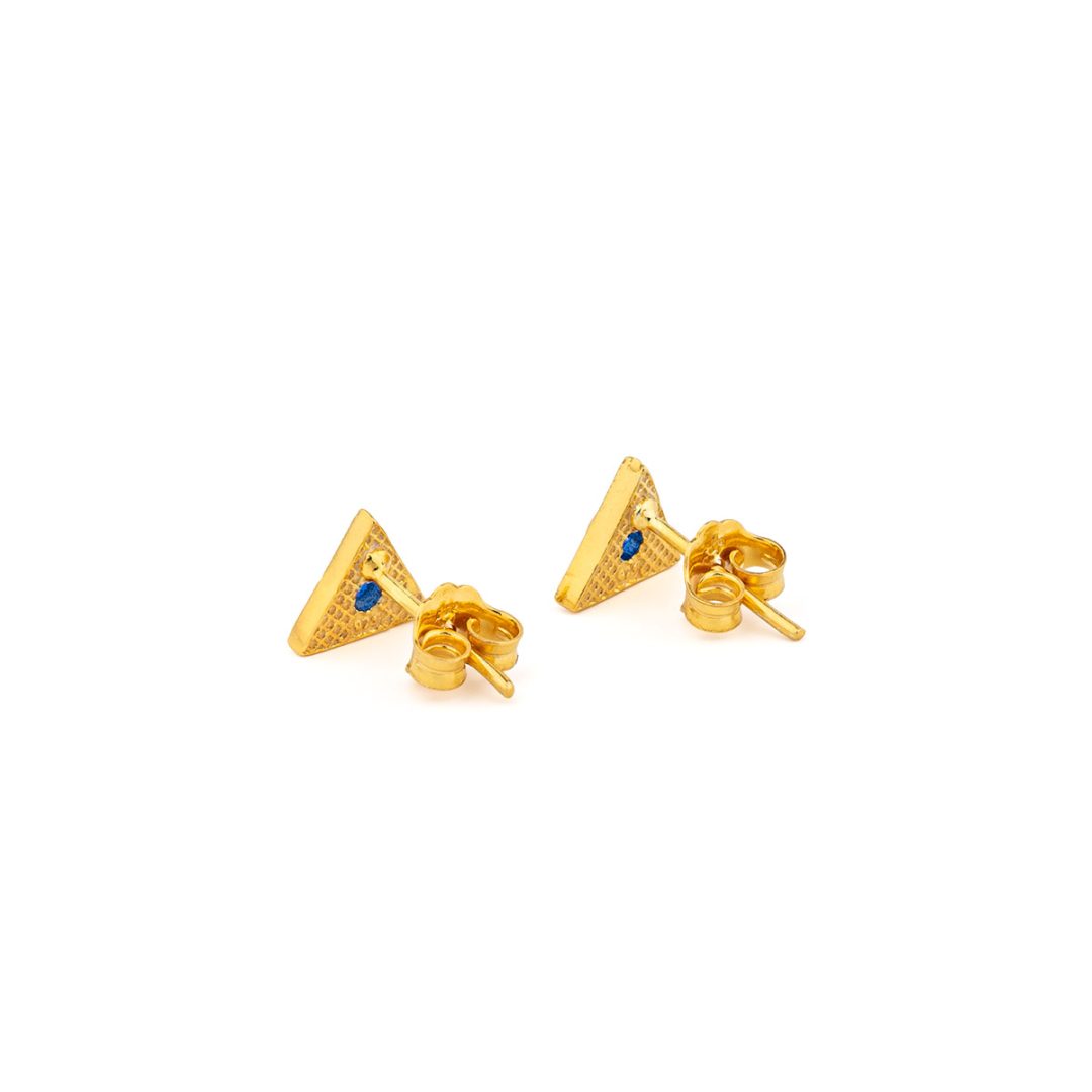 Byzantine Mini Triangle Earrings with Zircon — Green