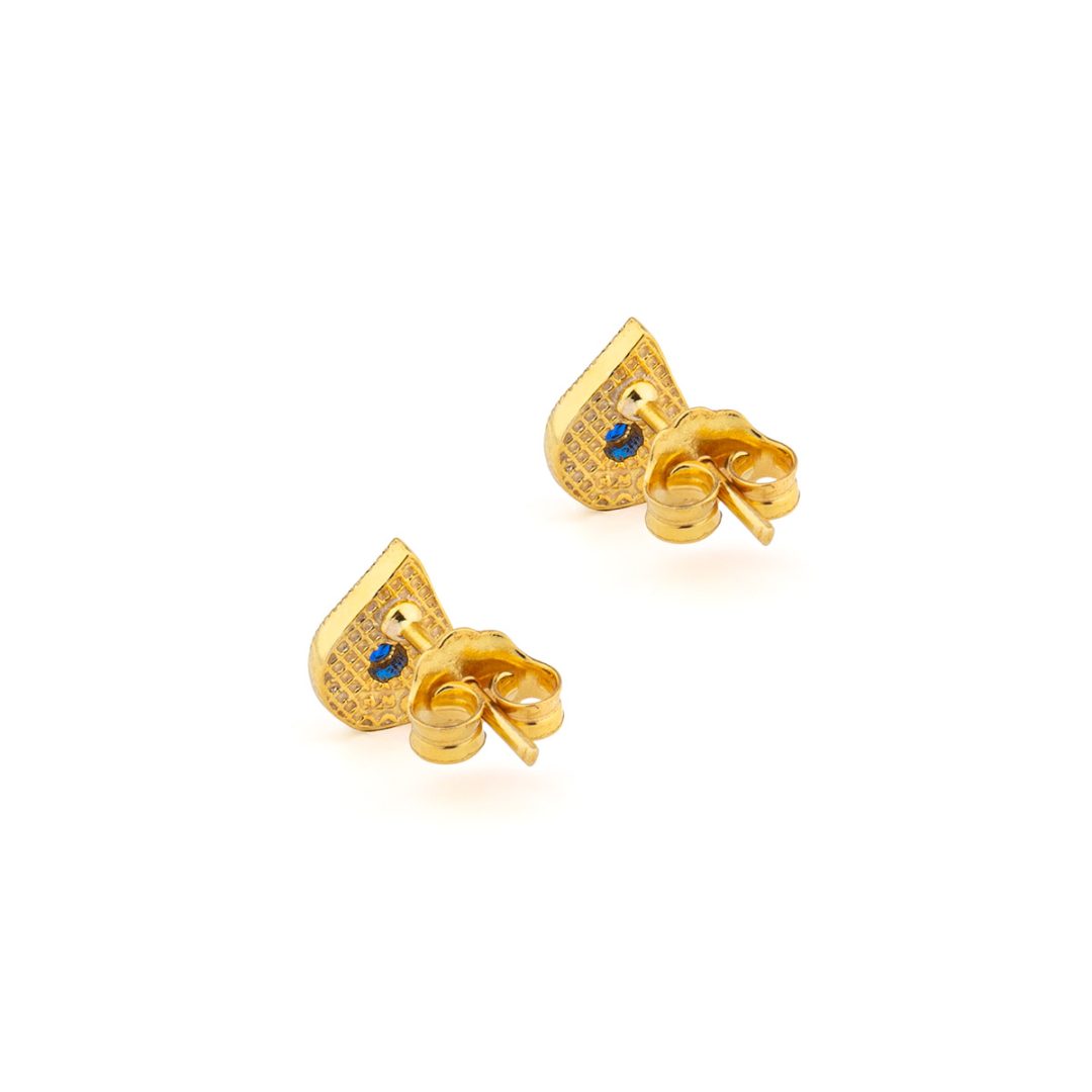 Byzantine Mini Tear Drop Stud Earrings with Zircon — Red