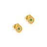 Byzantine Mini Tear Drop Stud Earrings with Zircon — Green