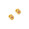 Byzantine Mini Tear Drop Stud Earrings with Zircon — Red