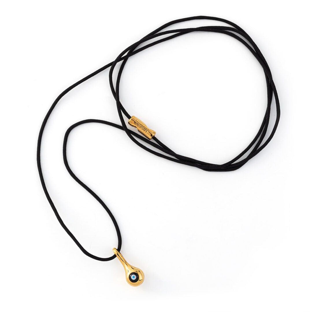 Evil Eye Cord Necklace – 925 Sterling Silver Gold Plated