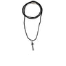 Κολιέ Κορδόνι με Τυρκουάζ Σταυρό - Ασημι 925 και Επιχρυσωμένο Ασήμι — Μαύρο