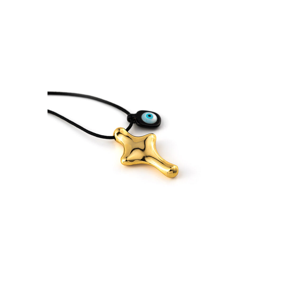 Sterling Silver Gold Plated Cross Necklace with Eye