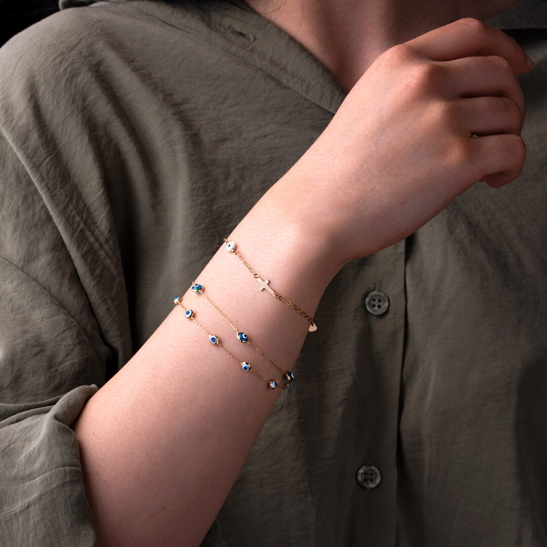 White Eyes Bracelet - 14k Gold