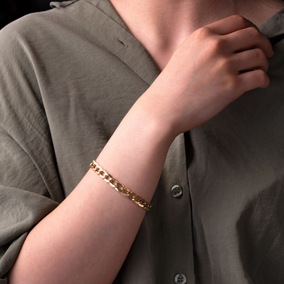 Greek Key Chain Bracelet - 14K Gold