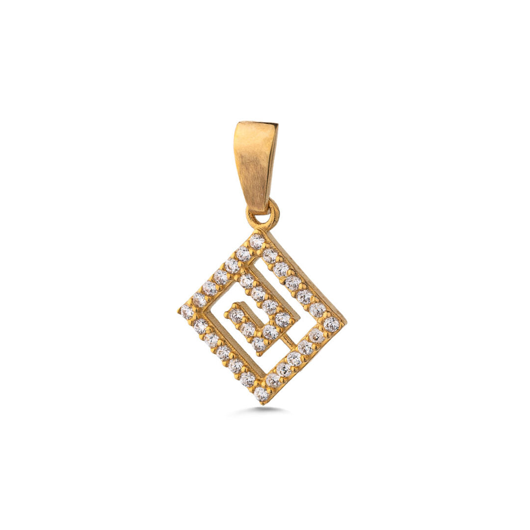 Greek Key Meandros Pendant with Zircon