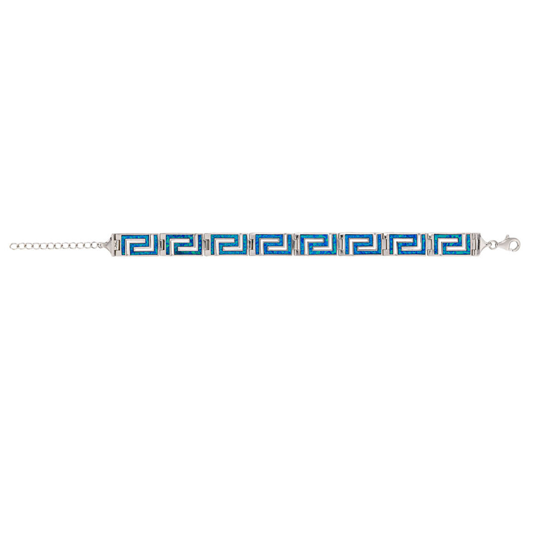 Meander Link Bracelet – 925 Sterling Silver with Opal