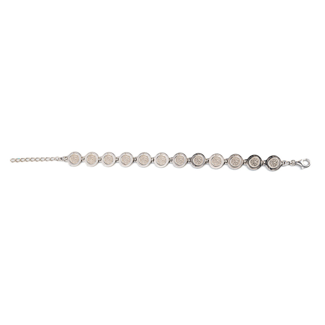 Phaistos Disc Link Bracelet - 925 Sterling Silver with Blue Opal