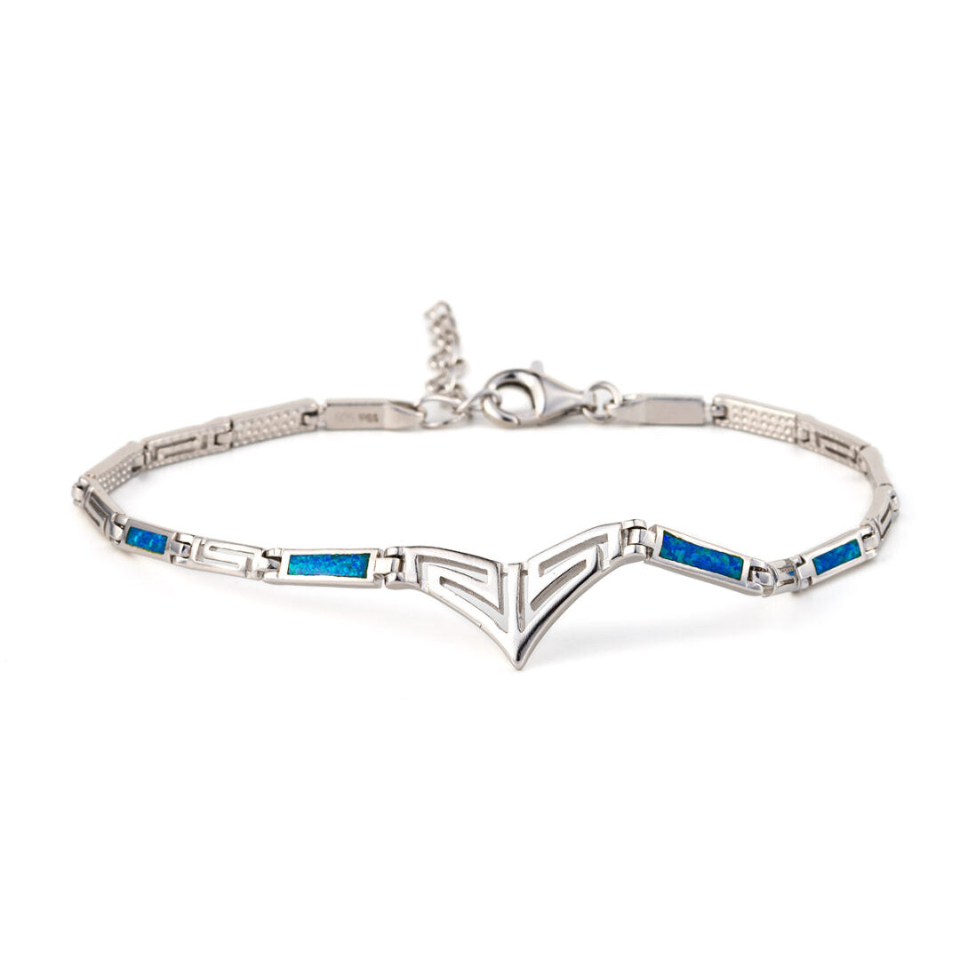 Meander Bracelet – 925 Sterling Silver with Opal