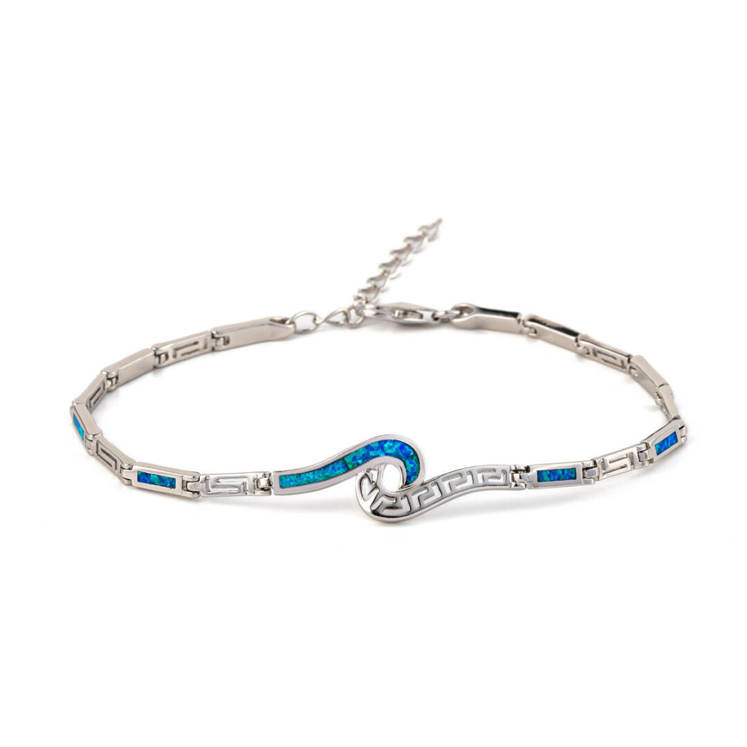 Meander Bracelet – 925 Sterling Silver with Opal