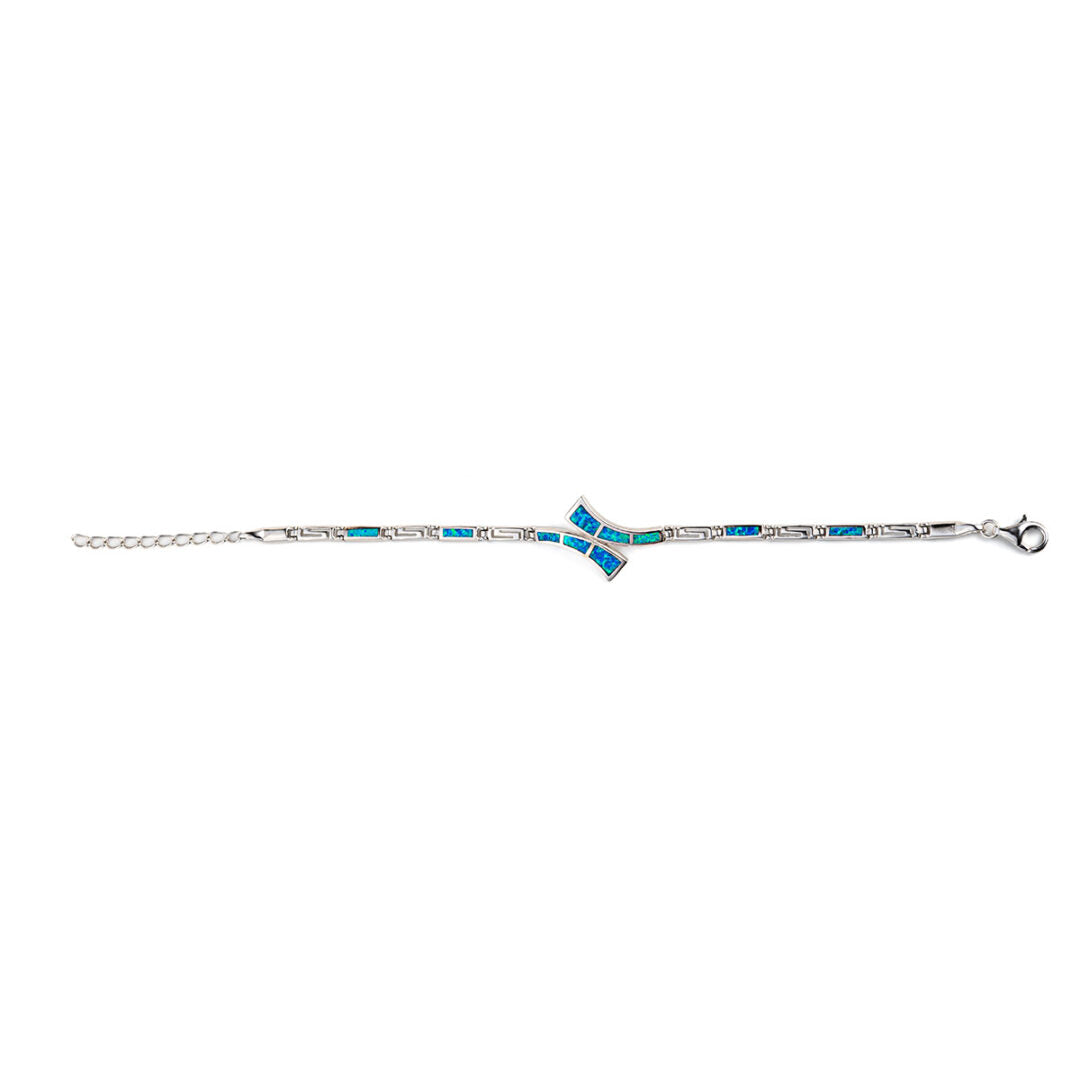 Meander Bracelet – 925 Sterling Silver with Opal — Blue