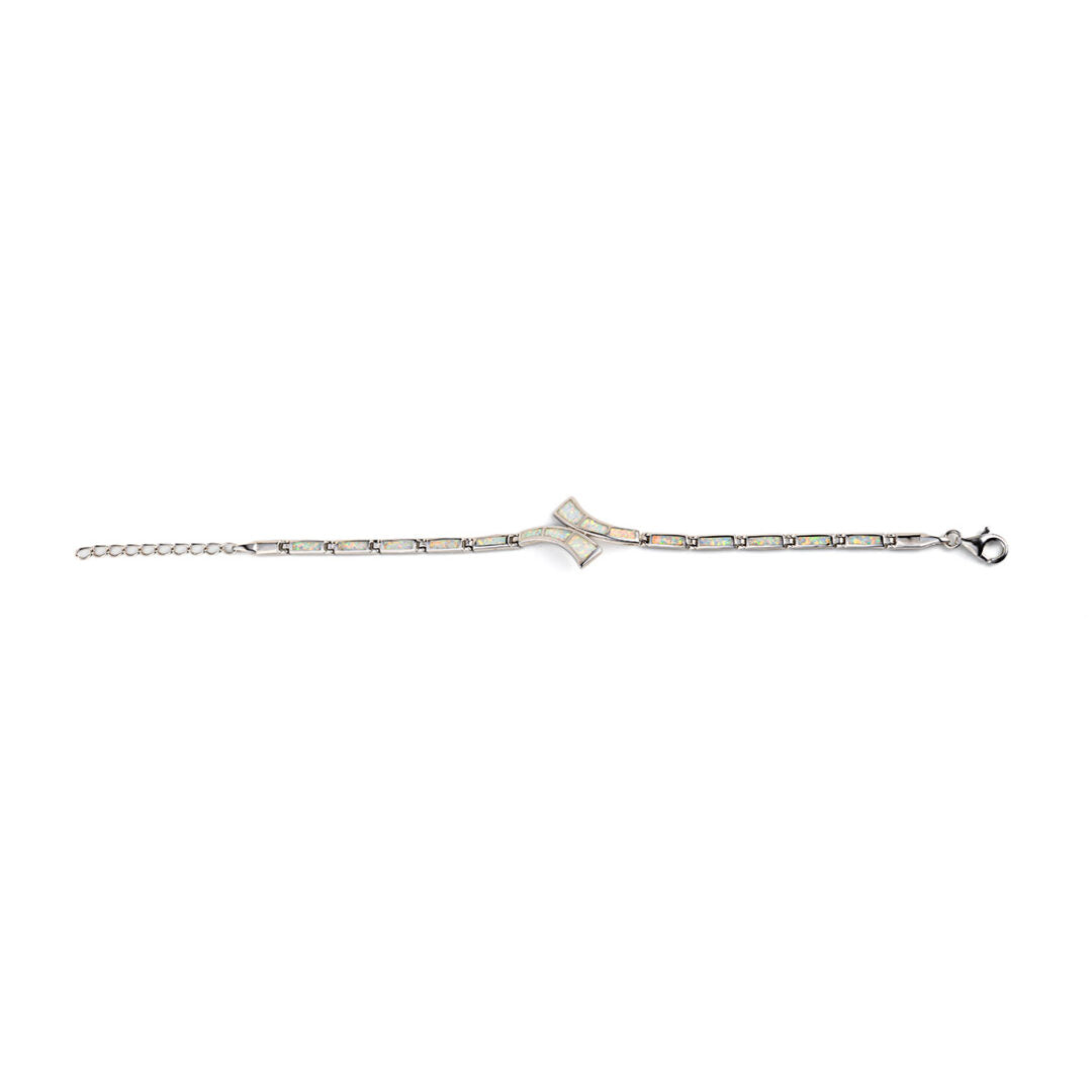 Meander Bracelet – 925 Sterling Silver with Opal — Blue