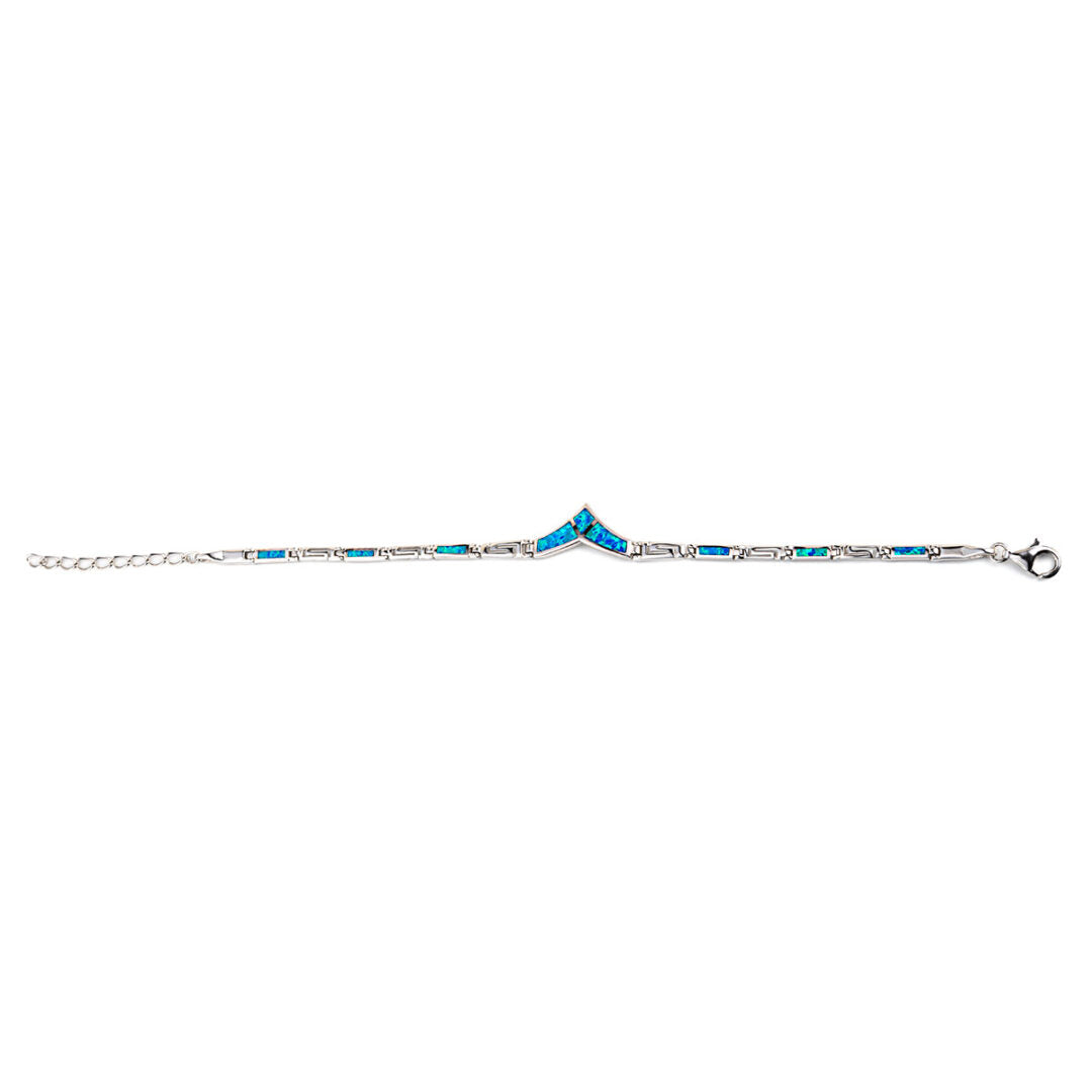 Meander Bracelet – 925 Sterling Silver with Opal — White
