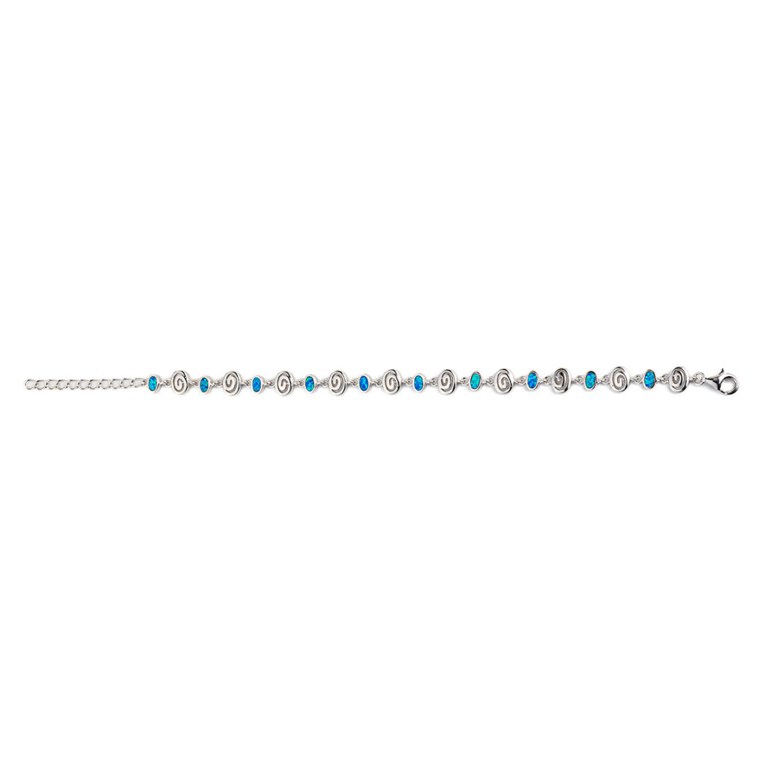 Spiral Bracelet - 925 Sterling Silver with Opal