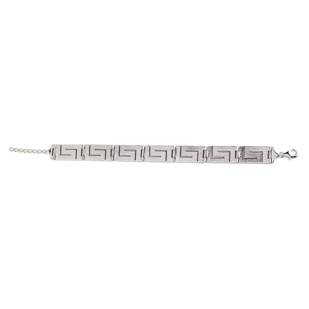 Meander Link Bracelet – 925 Sterling Silver with Opal
