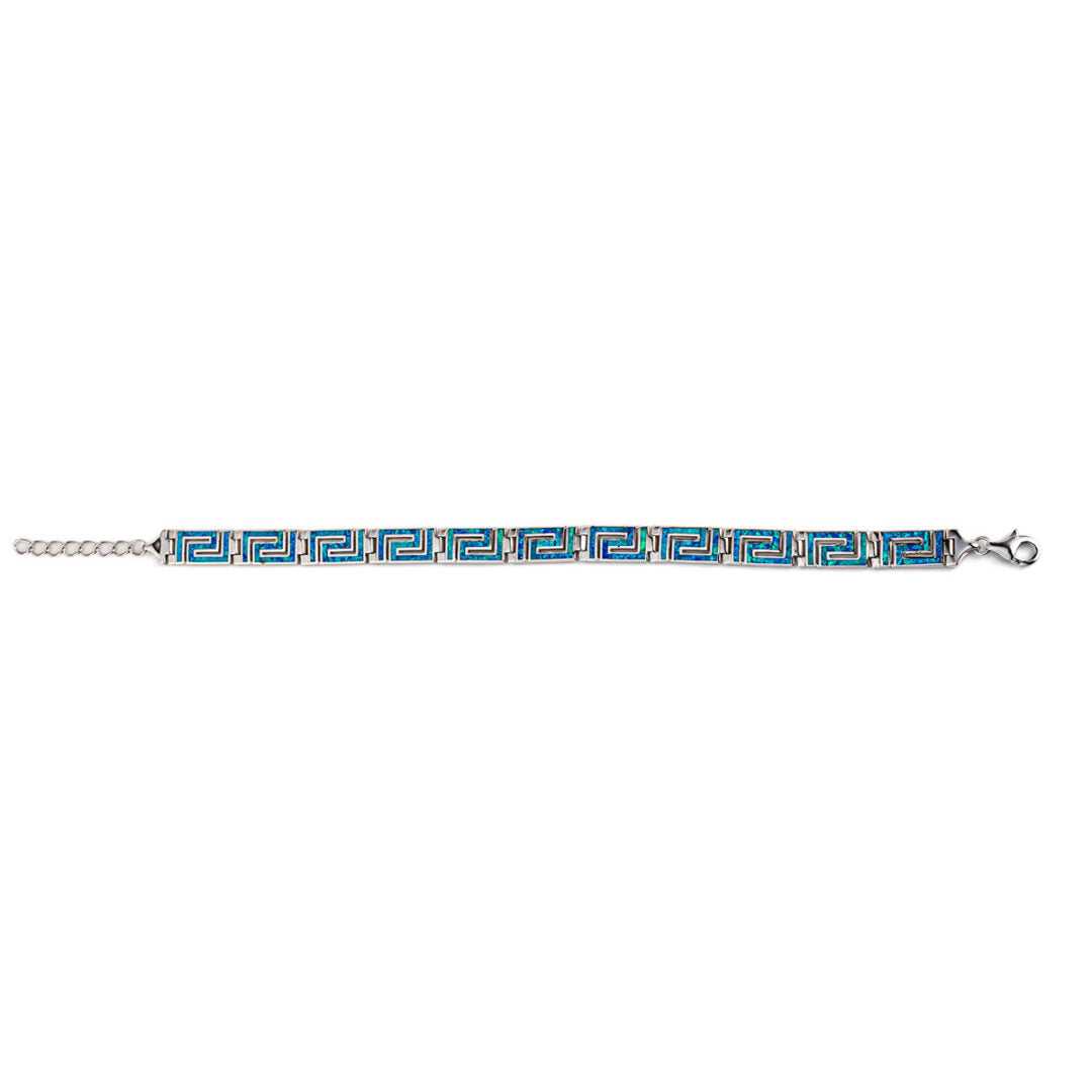 Meander Link Bracelet – 925 Sterling Silver with Opal