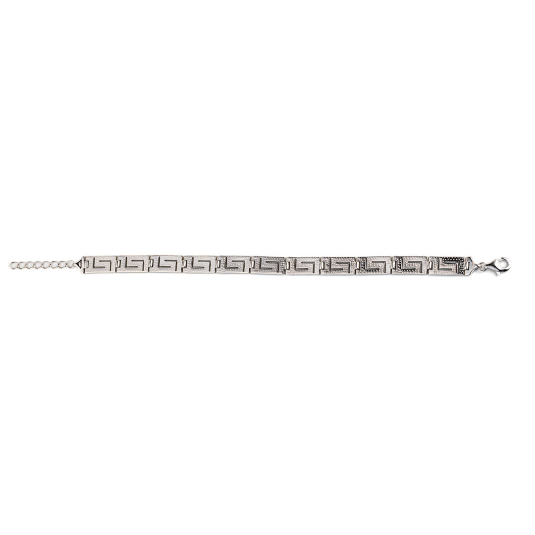 Meander Link Bracelet – 925 Sterling Silver with Opal