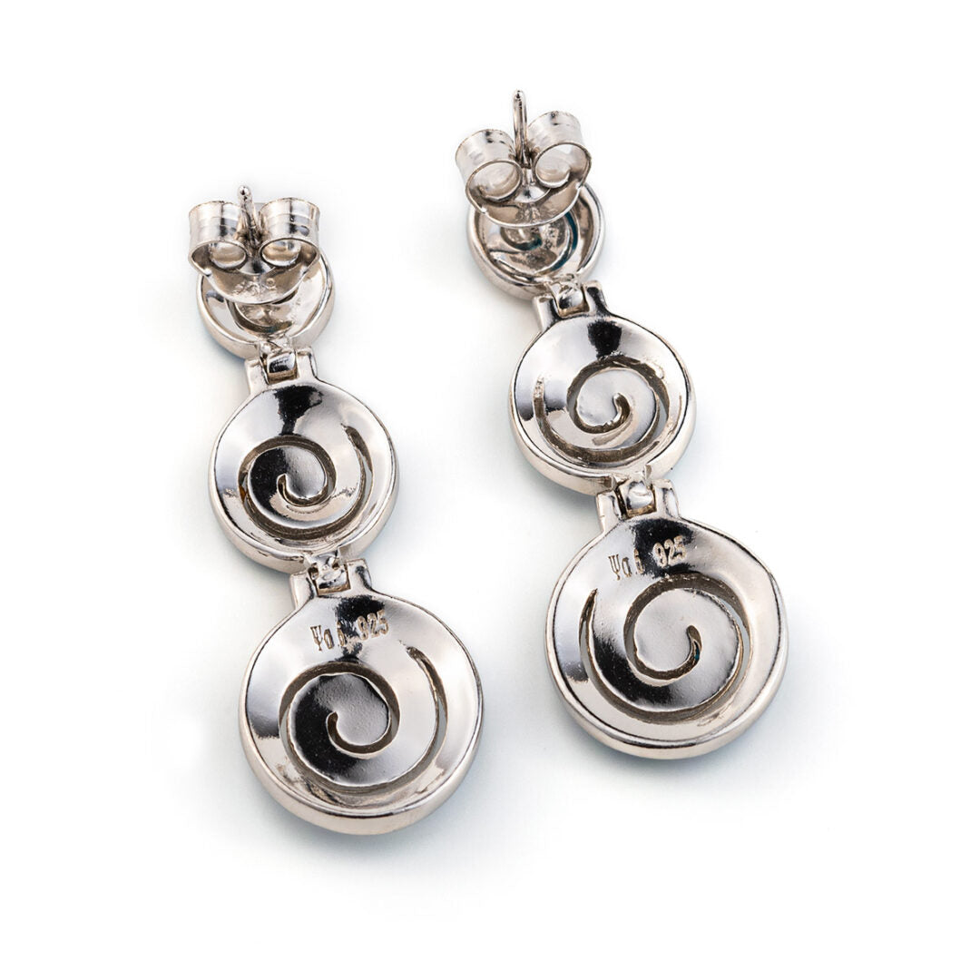 Opal spiral silver stud earrings
