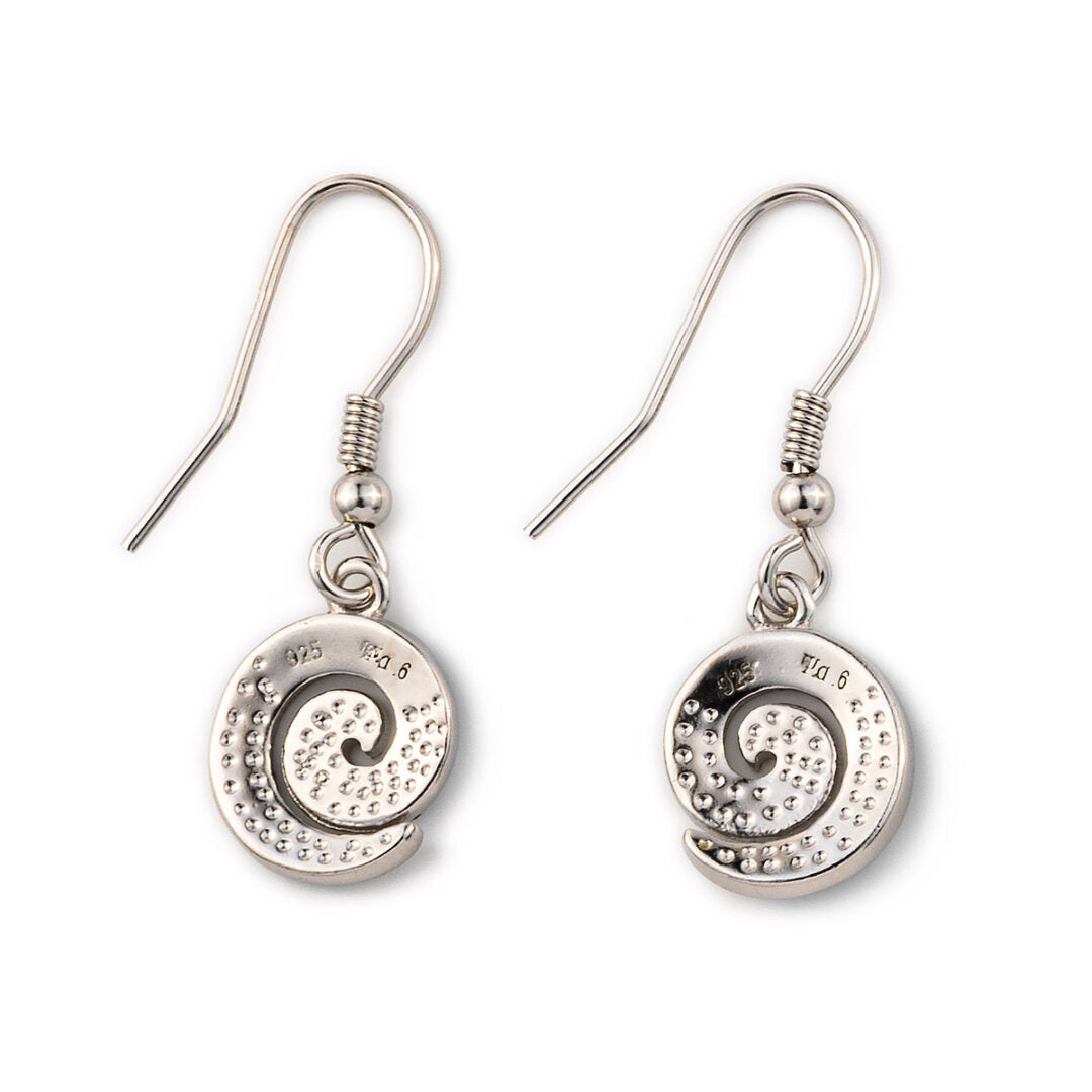 Blue opal Spiral earrings in silver — White
