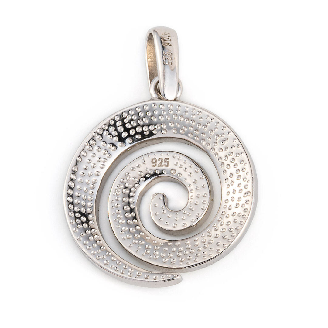 Spiral Pendant - Sterling Silver with White Opal
