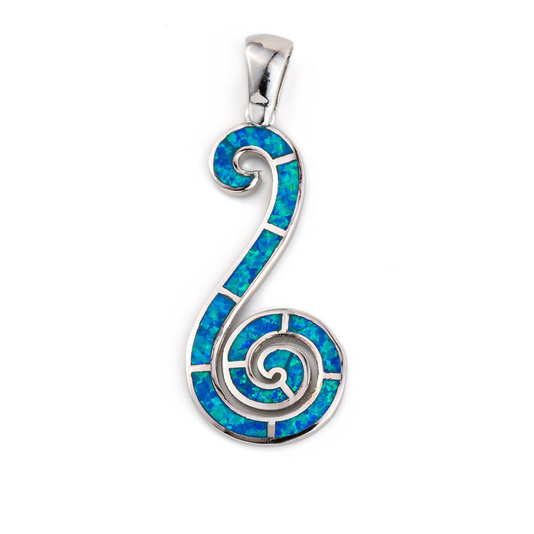 opal sterling silver spiral pendant