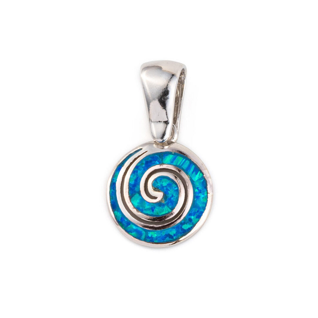Spiral Pendant - 925 Sterling Silver with Opal
