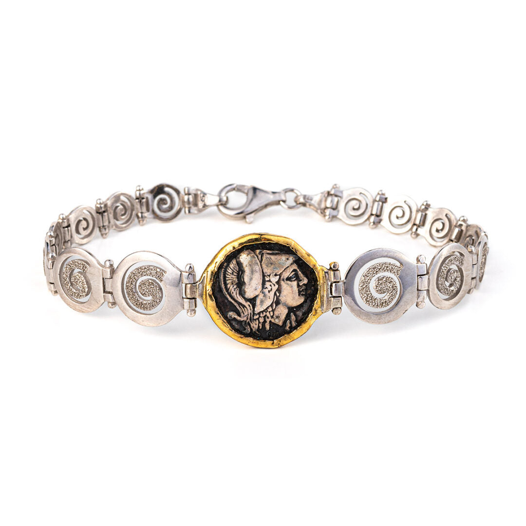 Goddess Athena Coin Link Bracelet
