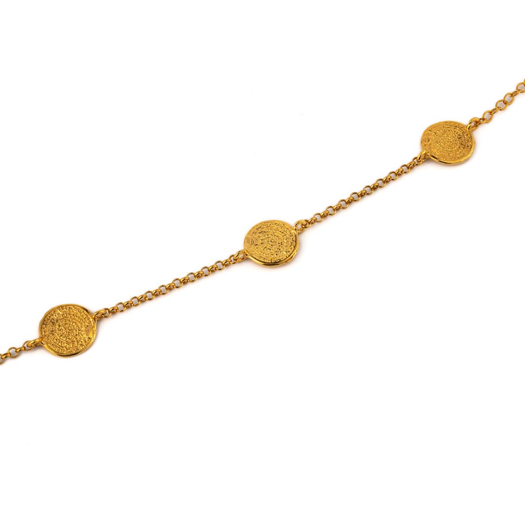 Phaistos Disc Chain Bracelet – 925 Sterling Silver and Gold Plated