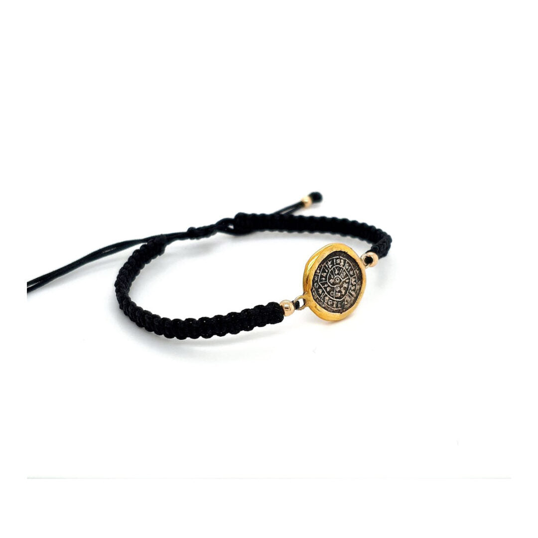 Phaistos Disc Macrame Bracelet - 14K Gold and 925 Sterling Silver